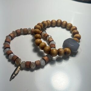 Wood bead bracelet set